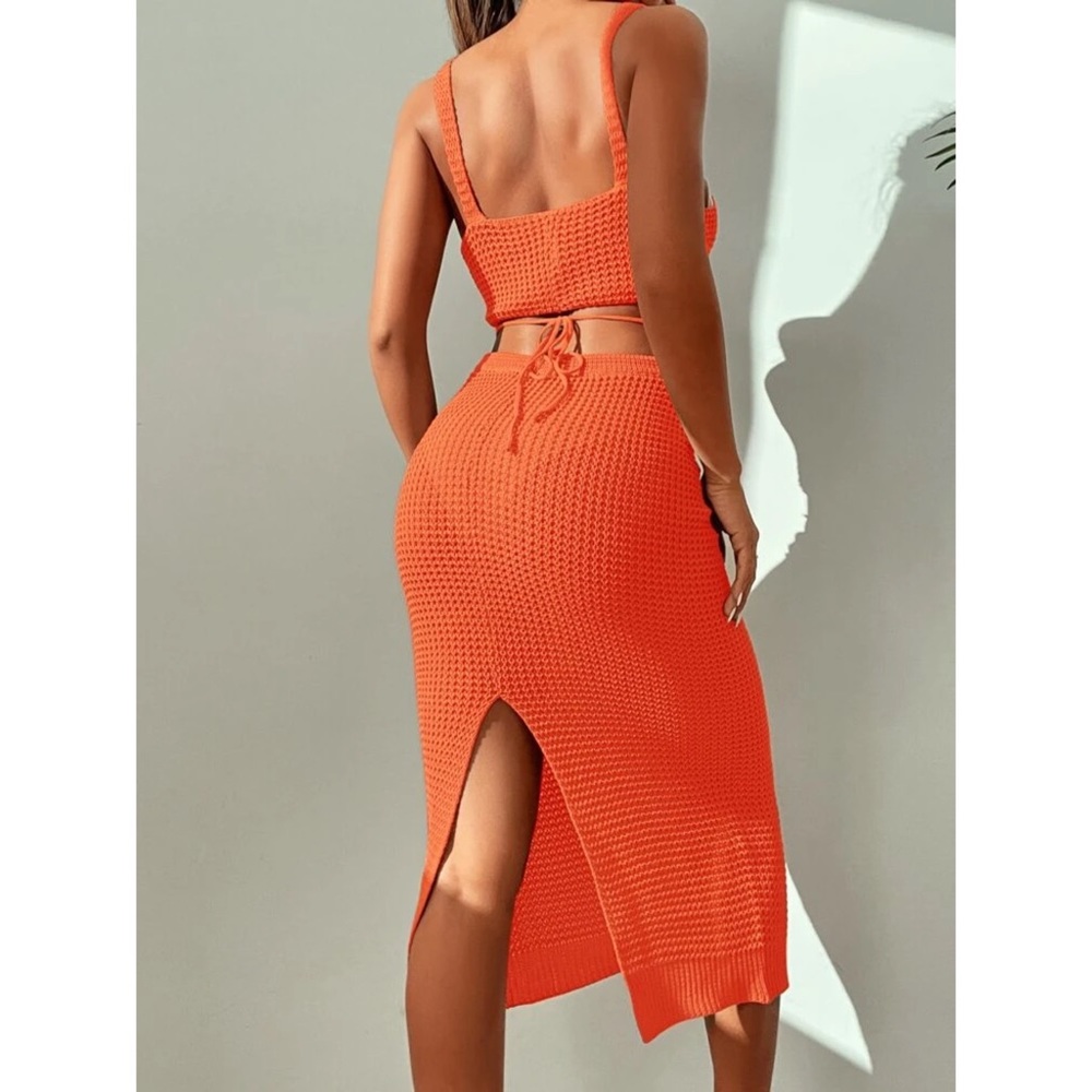 *Isadora Knitted Cover Up Top With Skirt Set - Picture 2 of 8